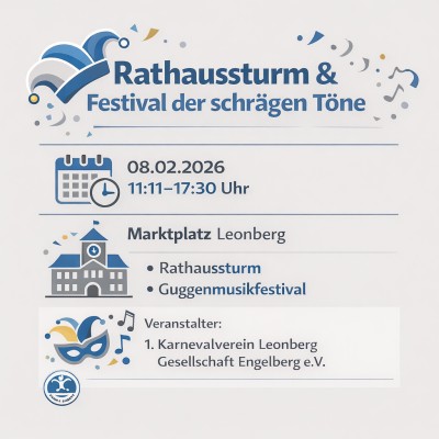 Rathaussturm und Guggenfestival am 8. Februar in Leonberg